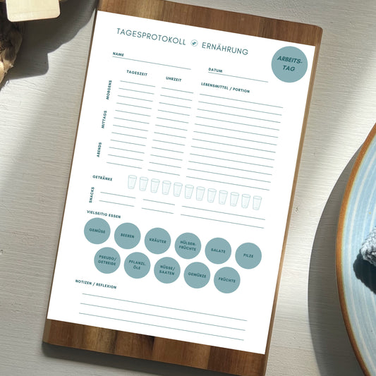 agesprotokoll Ernährung Vorlage zum Ausdrucken - foodigence Ernährungstagebuch PDF