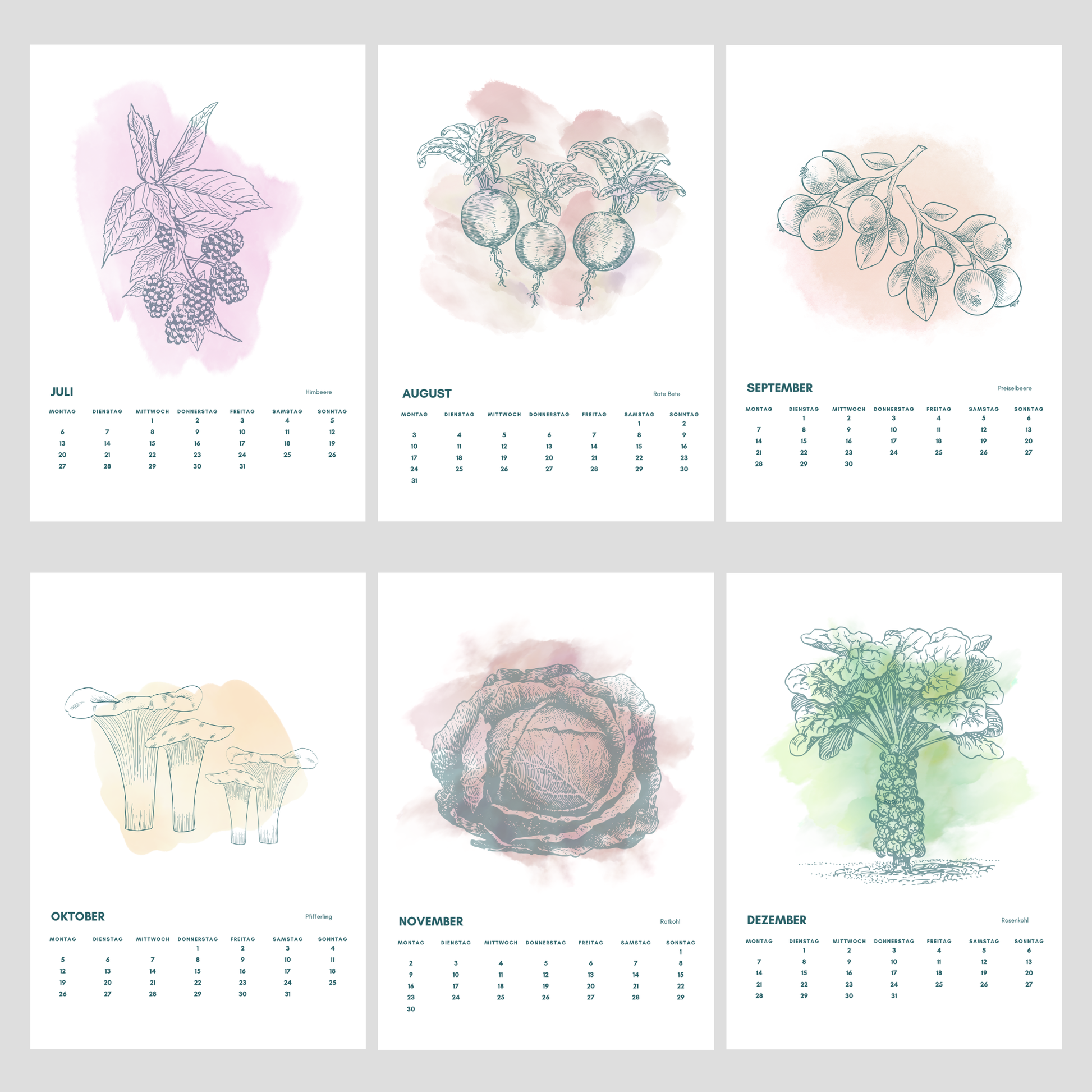 Tischkalender DIN A5 Produktfoto - Minimalistisches Design für saisonale Ernährung, foodigence